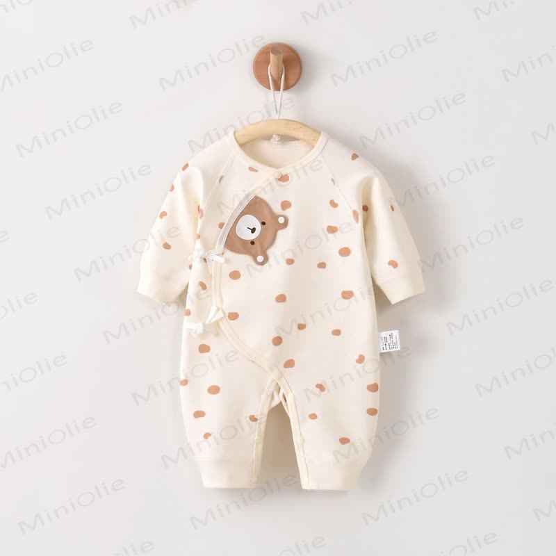 Baby Bear Polka Dot Romper  - Beige - 3-6M - image 1