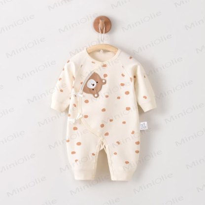 Baby Bear Polka Dot Romper  - Beige - 3-6M - image 1