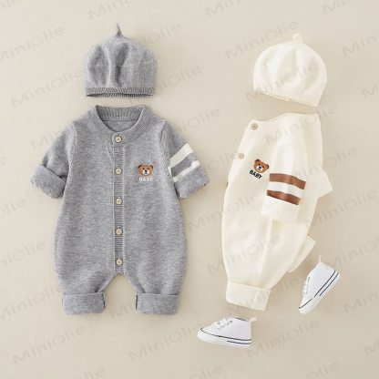 Baby Boys Bear Knitted Romper - image 1