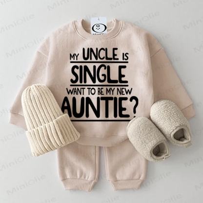 MY UNCLE IS SINGLE WANT TO BE MY NEW AUNTIE Baby 2-piece Beige Set - Beige - 2-3T - image 1