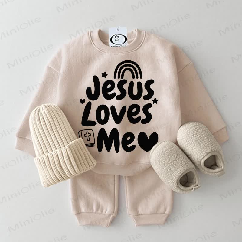 JESUS LOVES ME Baby Beige 2-piece Set - Beige - 2-3T - image 1