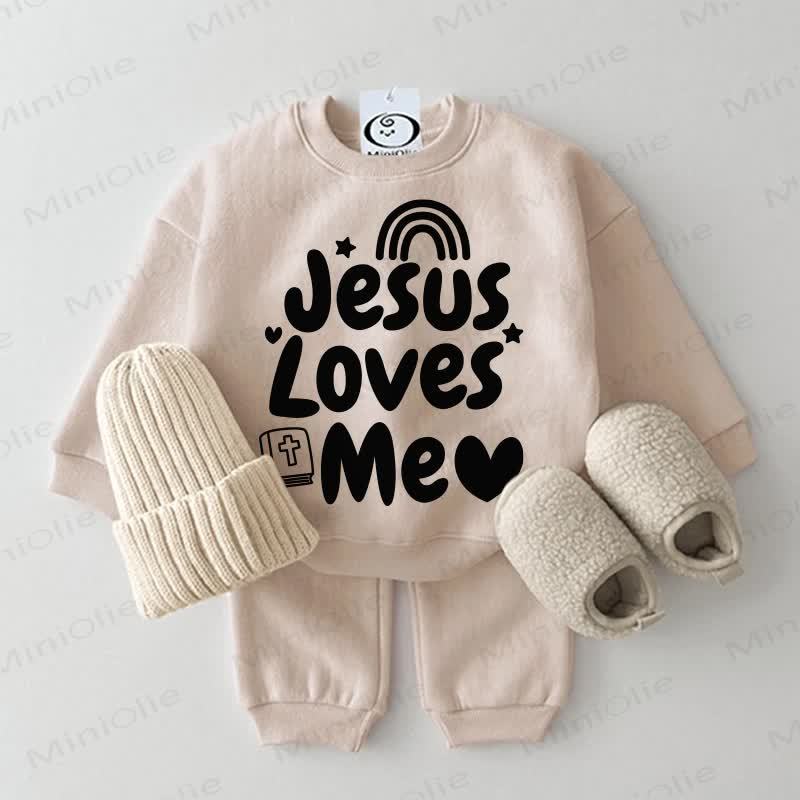 JESUS LOVES ME Baby Beige 2-piece Set - Beige - 2-3T - image 1