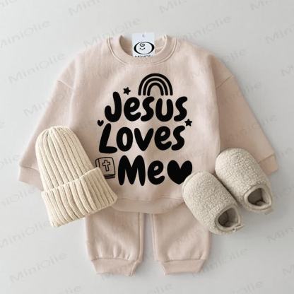 JESUS LOVES ME Baby Beige 2-piece Set - Beige - 2-3T - image 1