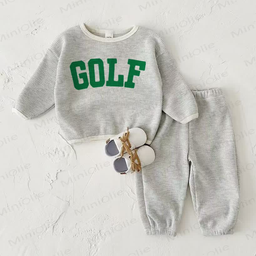 GOLF Baby Waffle Sweatshirt 2-piece Light Grey Set - Light Gray - 2-3T - image 1