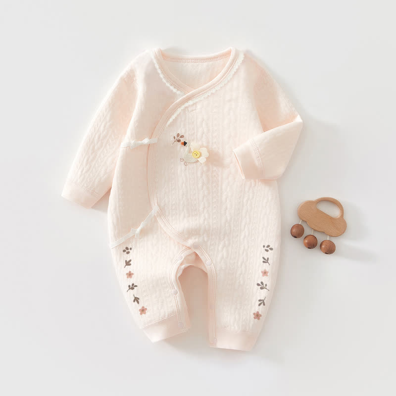 Baby Flower Kimono Pajamas Romper - Pink - 1-3M - image 1