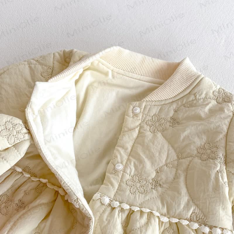 Baby Girl's Quilted Warm Cute Romper - image 4