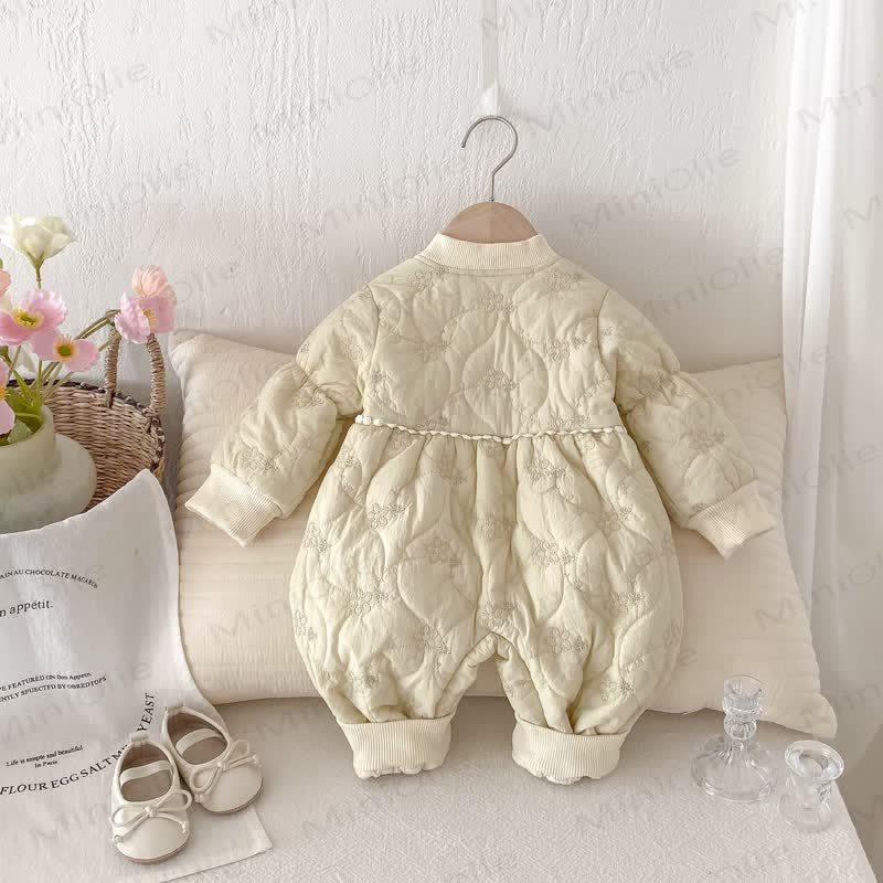 Baby Girl's Quilted Warm Cute Romper - image 2