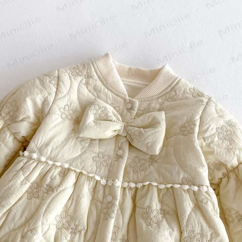 Baby Girl's Quilted Warm Cute Romper - image 3