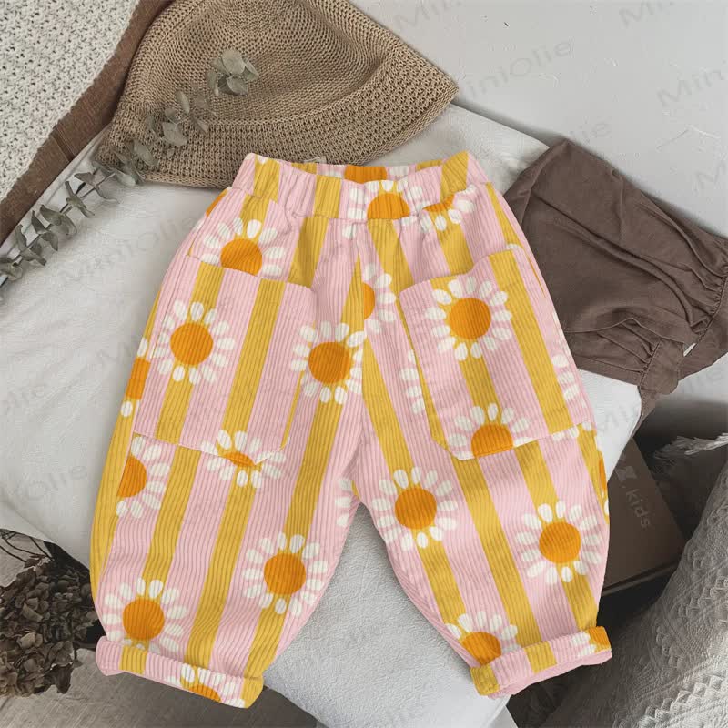 Baby Toddler Striped Sunflower Pants - Light Pink - 5-7T - image 1