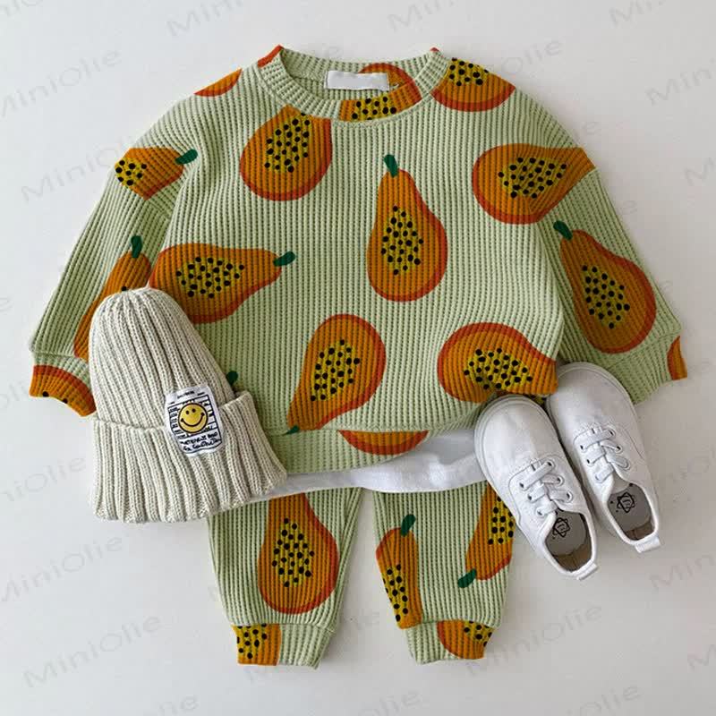 Baby Grey Green Papaya Waffle 2-piece Set - Green - 2-3T - image 1
