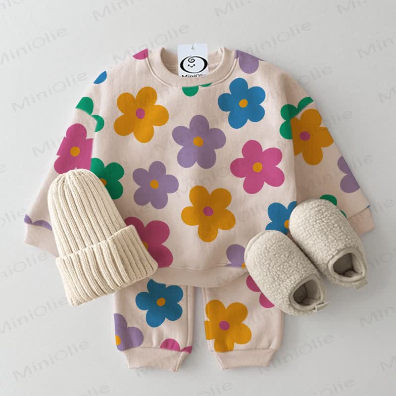 Baby Beige Colorful Floral 2-piece Set - Beige - 2-3T - image 1