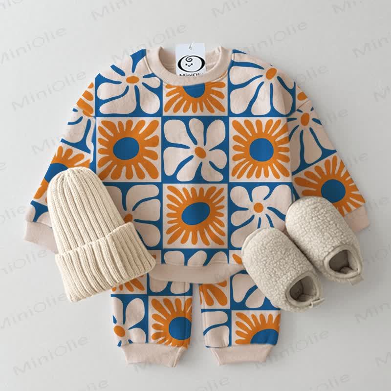 Baby Beige Plaid Floral 2-piece Set - Beige - 2-3T - image 1