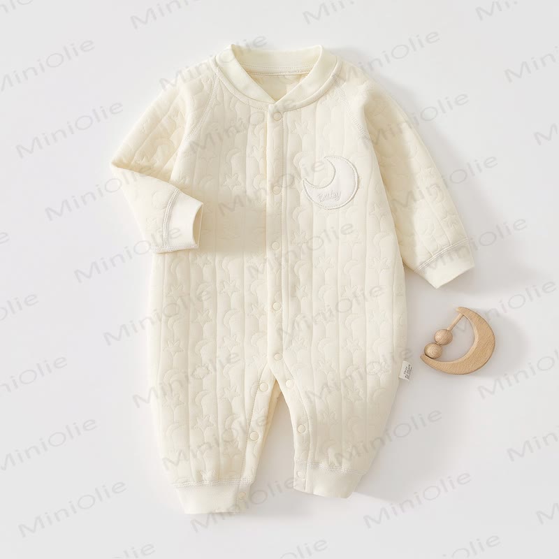 Baby Moon Star Solid Color Romper - Beige - 12-18M - image 6