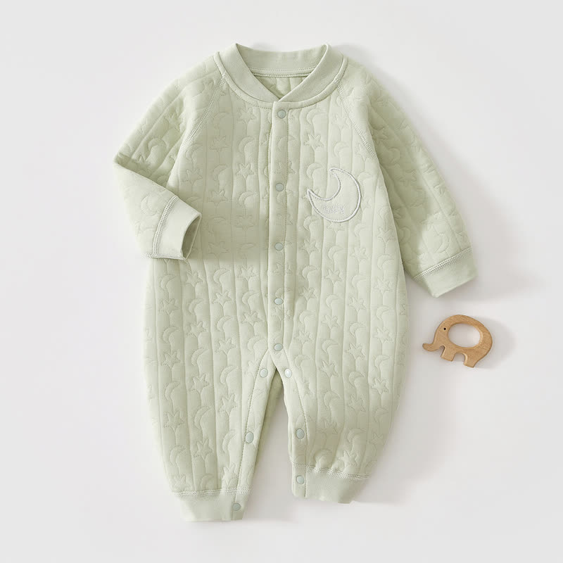 Baby Moon Star Solid Color Romper - Green - 12-18M - image 1