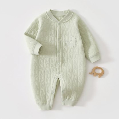 Baby Moon Star Solid Color Romper - Green - 12-18M - image 1