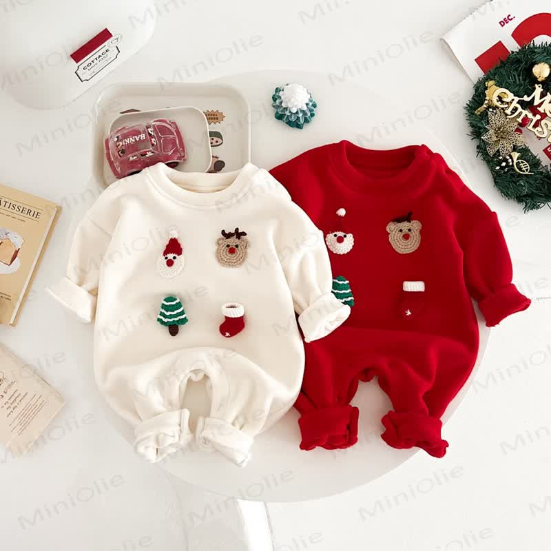 Baby Christmas Fleece Lined Romper - image 1