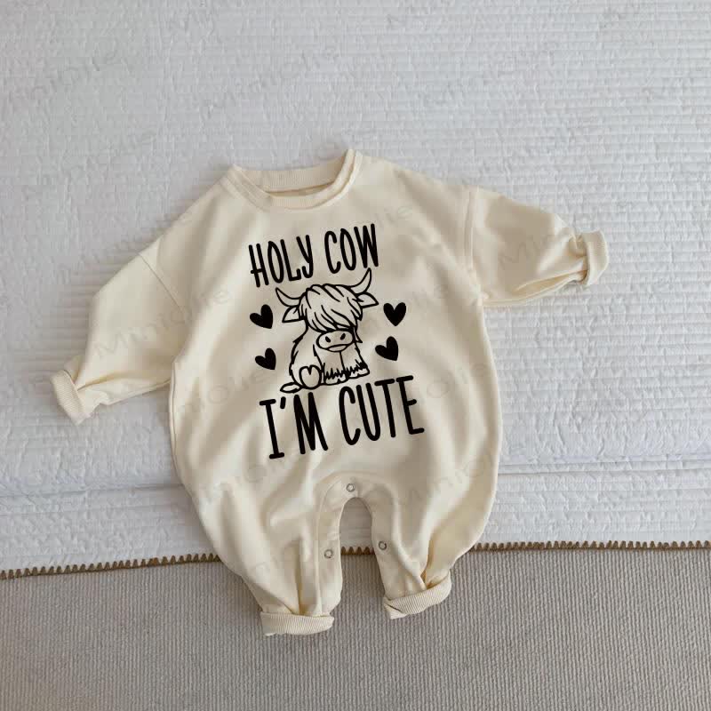 HOLY COW I'M CUTE Baby Toddler Beige Romper - Beige - 2-3T - image 1