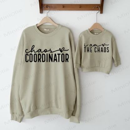 CHAOS COORDINATOR/I AM THE CHAOS Baby Family Sweatshirt - Grey Green - Adult Sweatshirt: XL - image 1