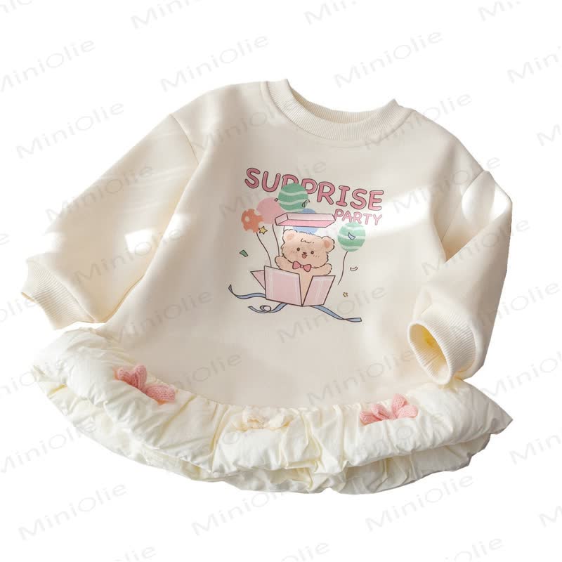 SURPRISE PARTY Toddler Girl Bow Bear Fleece Lined Bud Skirt - image 3