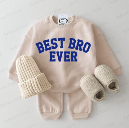 BEST BRO EVER Baby Sweatshirt 2-piece Beige Set - Beige - 2-3T - image 1