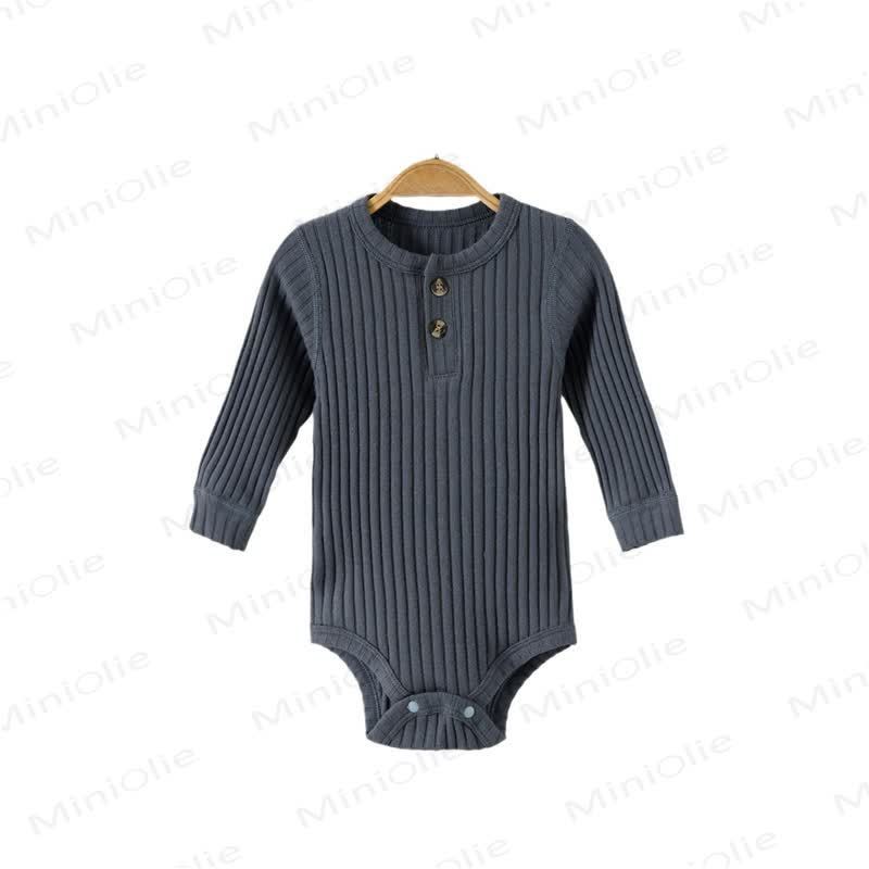 Baby Ribbed Solid Color Button Bodysuit - image 14