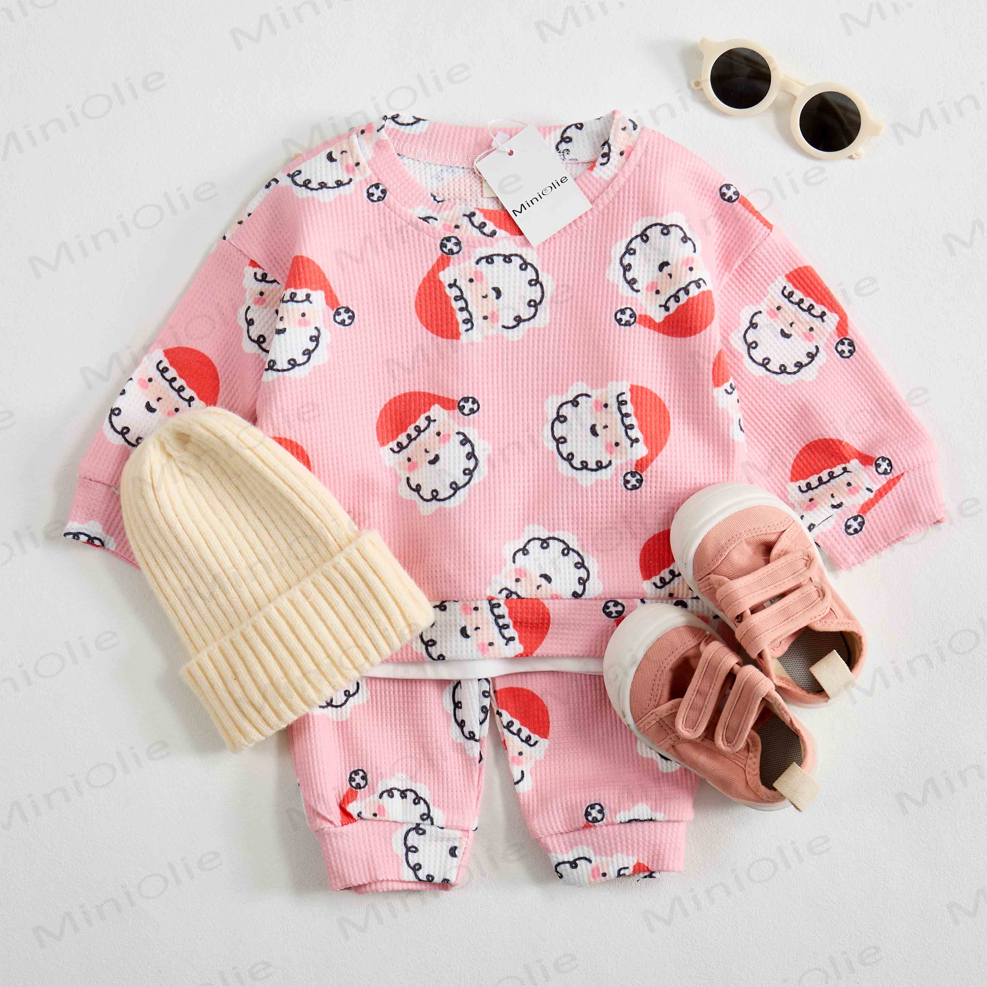 Baby Waffle Christmas Santa Claus Sweatshirt 2-piece Set - image 2