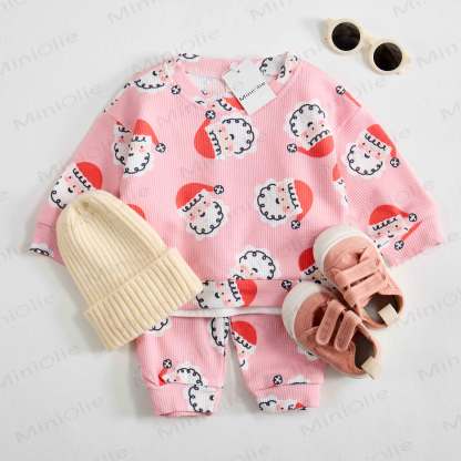 Baby Waffle Christmas Santa Claus Sweatshirt 2-piece Set - image 2