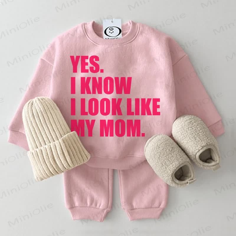 YES. I KNOW I LOOK LIKE MY MOM. Baby Sweatshirt 2-piece Pink Set - Pink - 2-3T - image 1