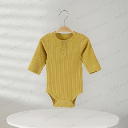 Baby Pajamas Solid Color Ribbed Bodysuit - Yellow - 18-24M - image 3