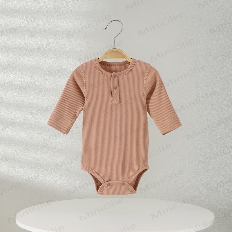 Baby Pajamas Solid Color Ribbed Bodysuit - Orange - 18-24M - image 11