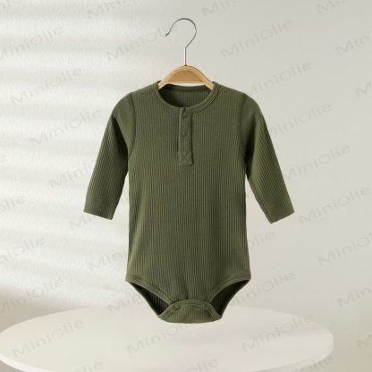 Baby Pajamas Solid Color Ribbed Bodysuit - Green - 18-24M - image 8