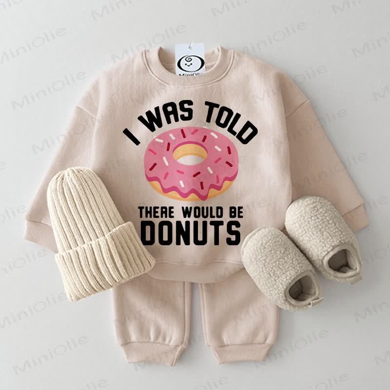 I WAS TOLD THERE WOULD BE DONUTS Baby 2-piece Beige Set - Beige - 2-3T - image 1