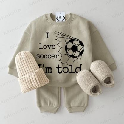 I LOVE SOCCER I'M TOLD Baby 2-piece Grey Green Set - Grey Green - 2-3T - image 1