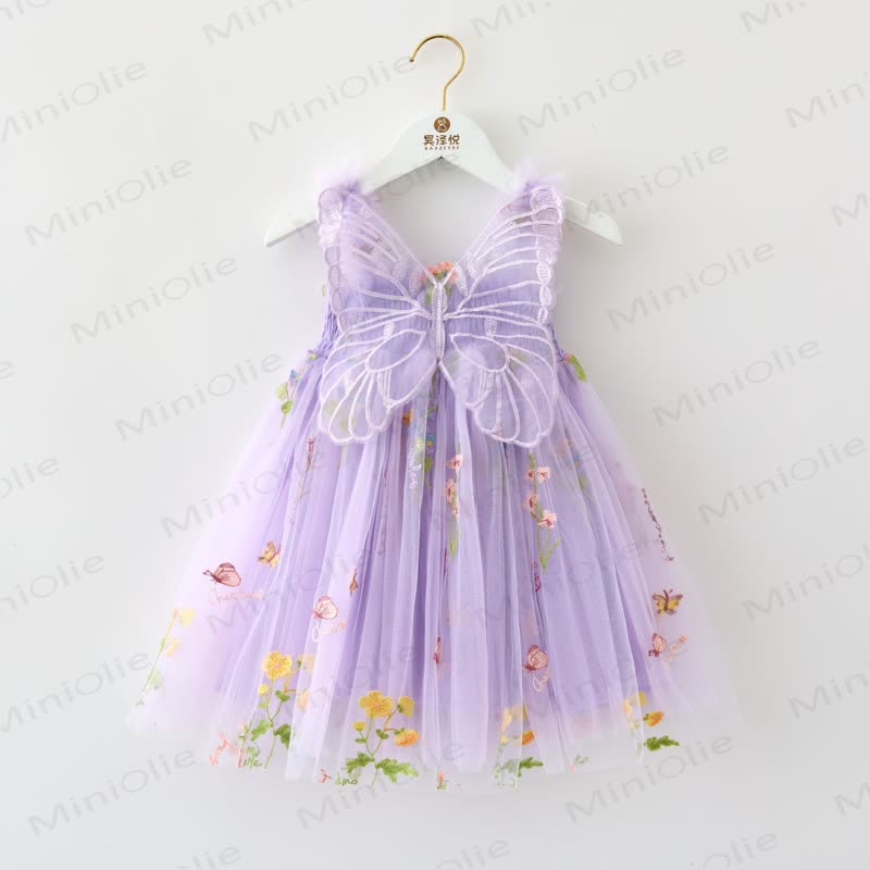 Baby Toddler Girl Butterfly Flower Mesh Dress - Purple - 8Y - image 7