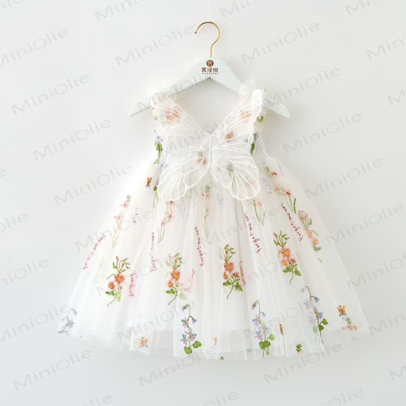 Baby Toddler Girl Butterfly Flower Mesh Dress - White - 8Y - image 6