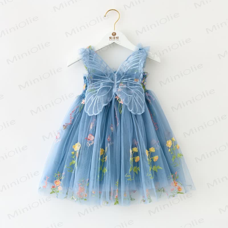 Baby Toddler Girl Butterfly Flower Mesh Dress - Blue - 8Y - image 9