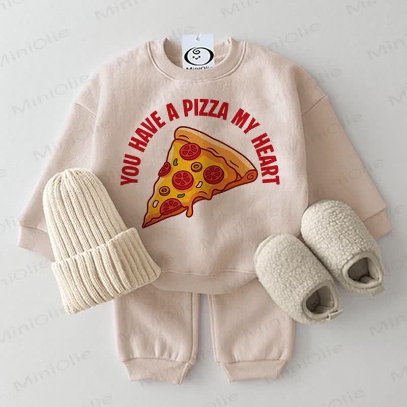 YOU HAVE A PIZZA MY HEART Baby 2-piece Beige Set - Beige - 2-3T - image 1