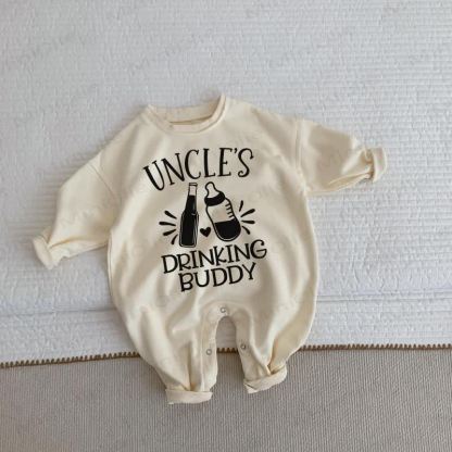 UNCLE'S DRINKING BUDDY Baby Toddler Beige Romper - Beige - 2-3T - image 1
