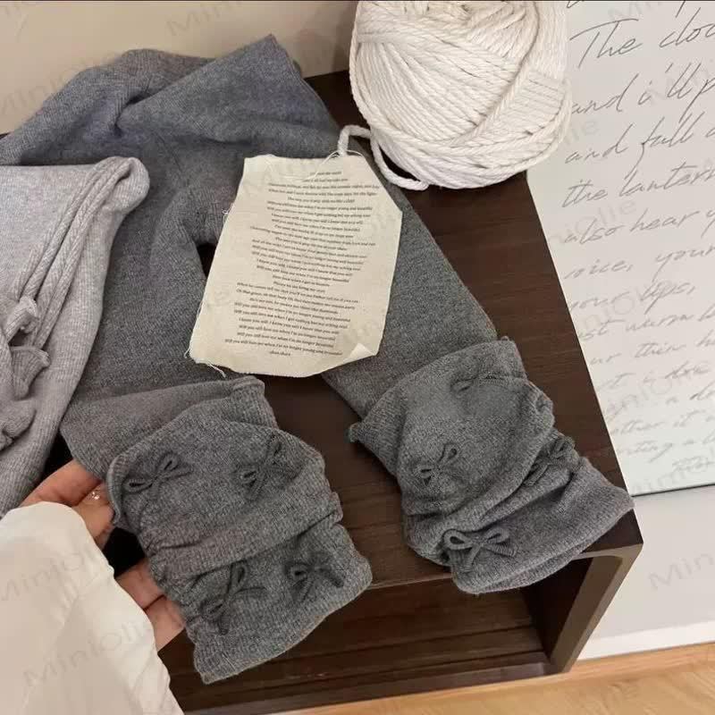 Baby Toddler Girl Bow Ruffled  Leggings - Dark Grey - 5-7T - image 3