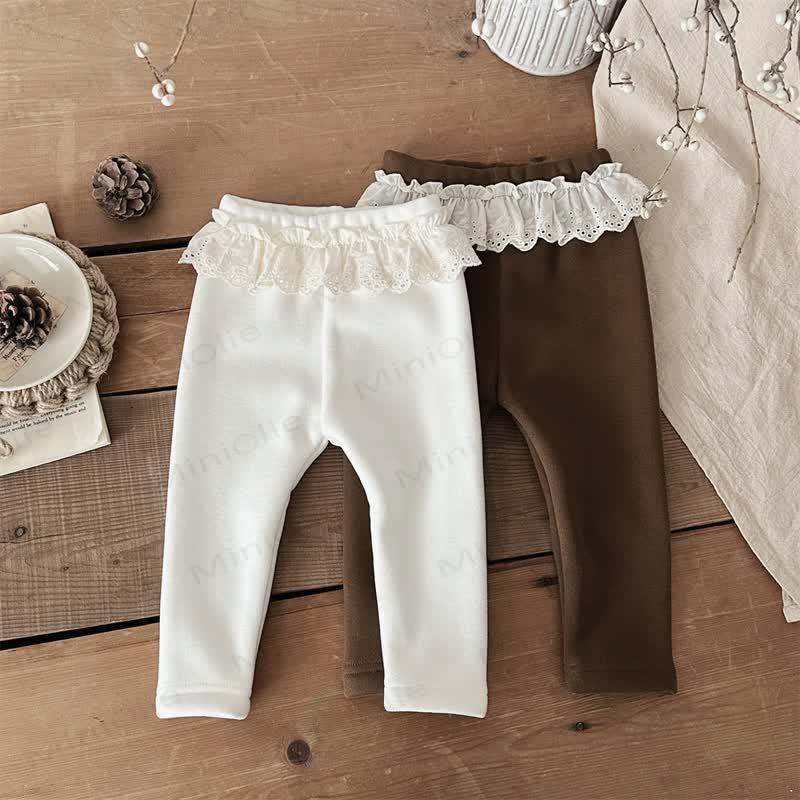 Baby Girl Fleece Lined Lace Leggings - image 1