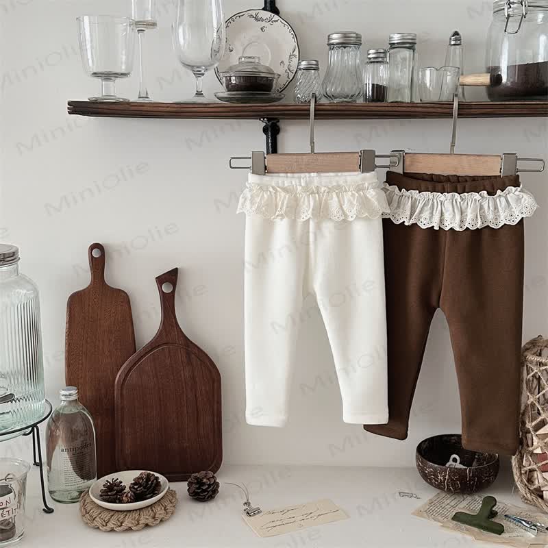 Baby Girl Fleece Lined Lace Leggings - image 2