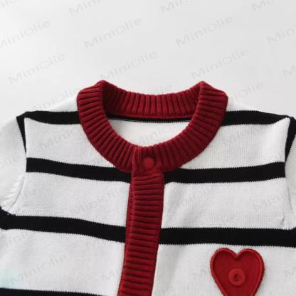 Baby Knitted Striped Heart Romper - image 3