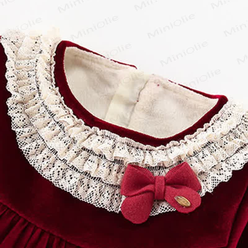 Baby Toddler Girl Red Velvet Dress With A Hat - image 5