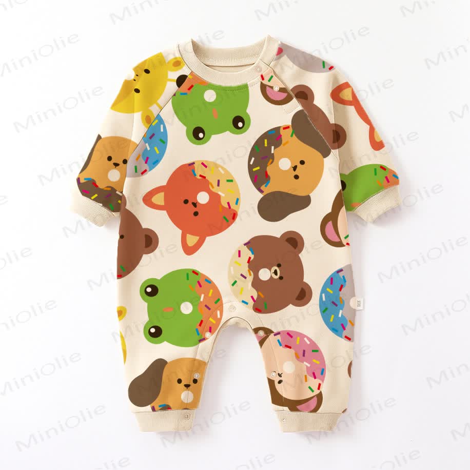 Baby Animal Donuts Beige Romper - Beige - 2-3T - image 1