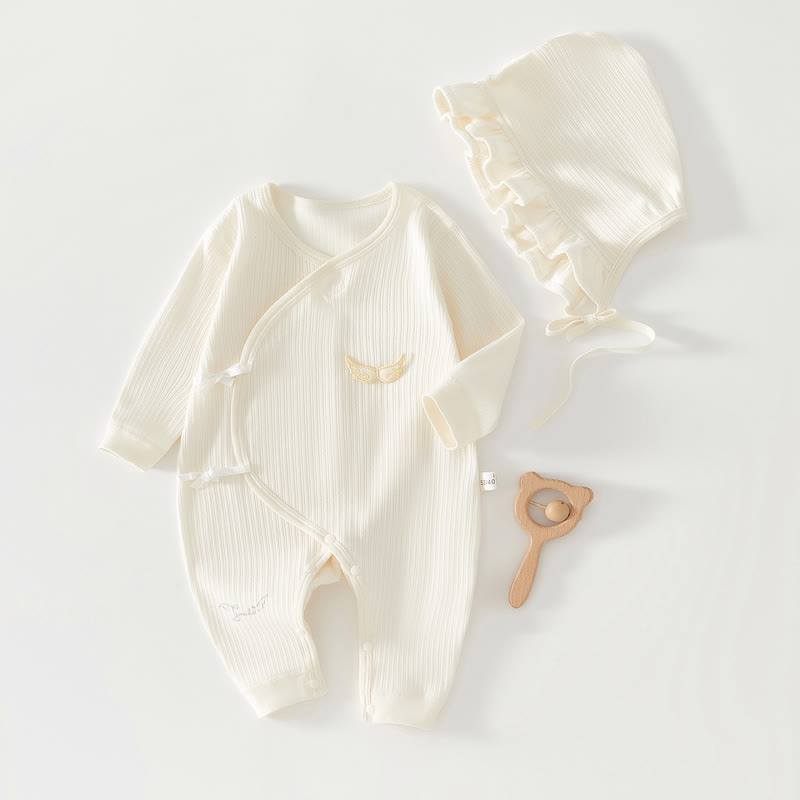Baby Little Angel Wing Newborn Romper - Beige - 3-6M - image 1