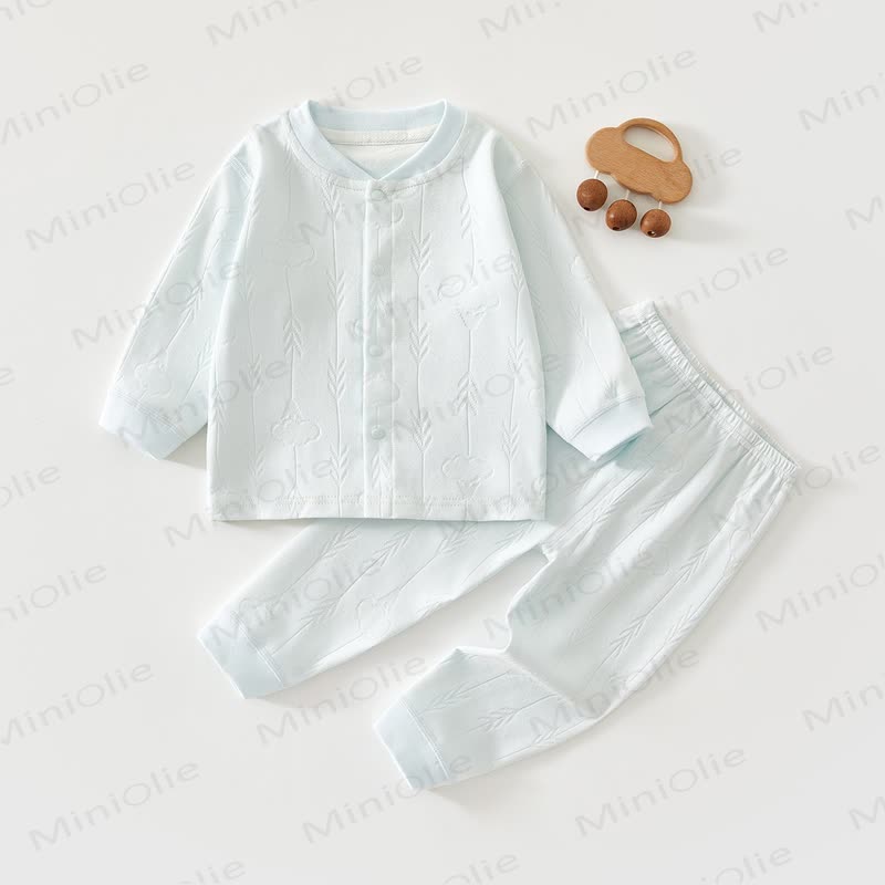 Baby Solid Color Thermal Underwear 2 Pieces Set - Blue - 2-3T - image 4