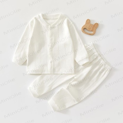 Baby Solid Color Thermal Underwear 2 Pieces Set - White - 2-3T - image 2