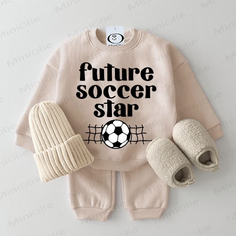 FUTURE SOCCER STAR Baby Beige Sweatshirt 2-piece Set - Beige - 2-3T - image 1