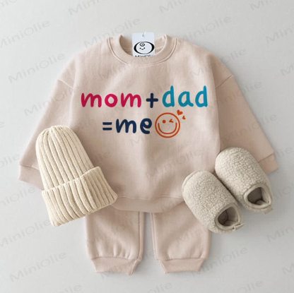 MOM+DAD=ME Baby Beige Sweatshirt 2-piece Set - Beige - 2-3T - image 1