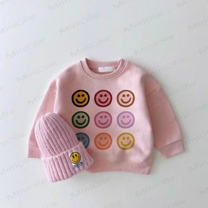 Baby Girl Multicolor Smiley Face Pink Sweatshirt - Pink - 2-3T - image 1